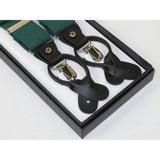 ELEGANT Suspenders Clip on and Button Option for Slacks or Suit Pants Green