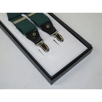 ELEGANT Suspenders Clip on and Button Option for Slacks or Suit Pants Green