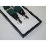 ELEGANT Suspenders Clip on and Button Option for Slacks or Suit Pants Green