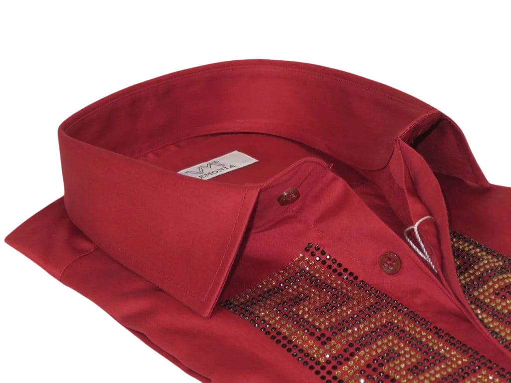 Men CEREMONIA Turkey Shirt 100% Cotton Fancy Rhine Stones #TSV 28 Slim Fit