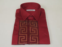 Men CEREMONIA Turkey Shirt 100% Cotton Fancy Rhine Stones #TSV 28 Slim Fit
