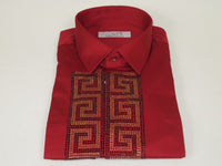 Men CEREMONIA Turkey Shirt 100% Cotton Fancy Rhine Stones #TSV 28 Slim Fit