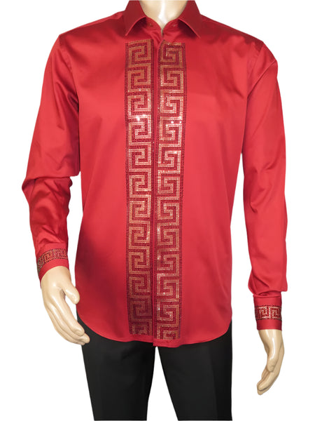 Men CEREMONIA Turkey Shirt 100% Cotton Fancy Rhine Stones #TSV 28 Slim Fit
