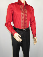 Men CEREMONIA Turkey Shirt 100% Cotton Fancy Rhine Stones #TSV 28 Slim Fit