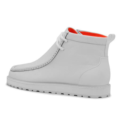 Men's TAYNO Wallabee Chukka Boots Smooth Leather Light Weight Mojave L White