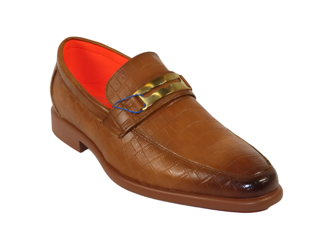 Men's TAYNO Shoes The Caprio C TAYNO Crocodile Print Bit Loafer Cognac