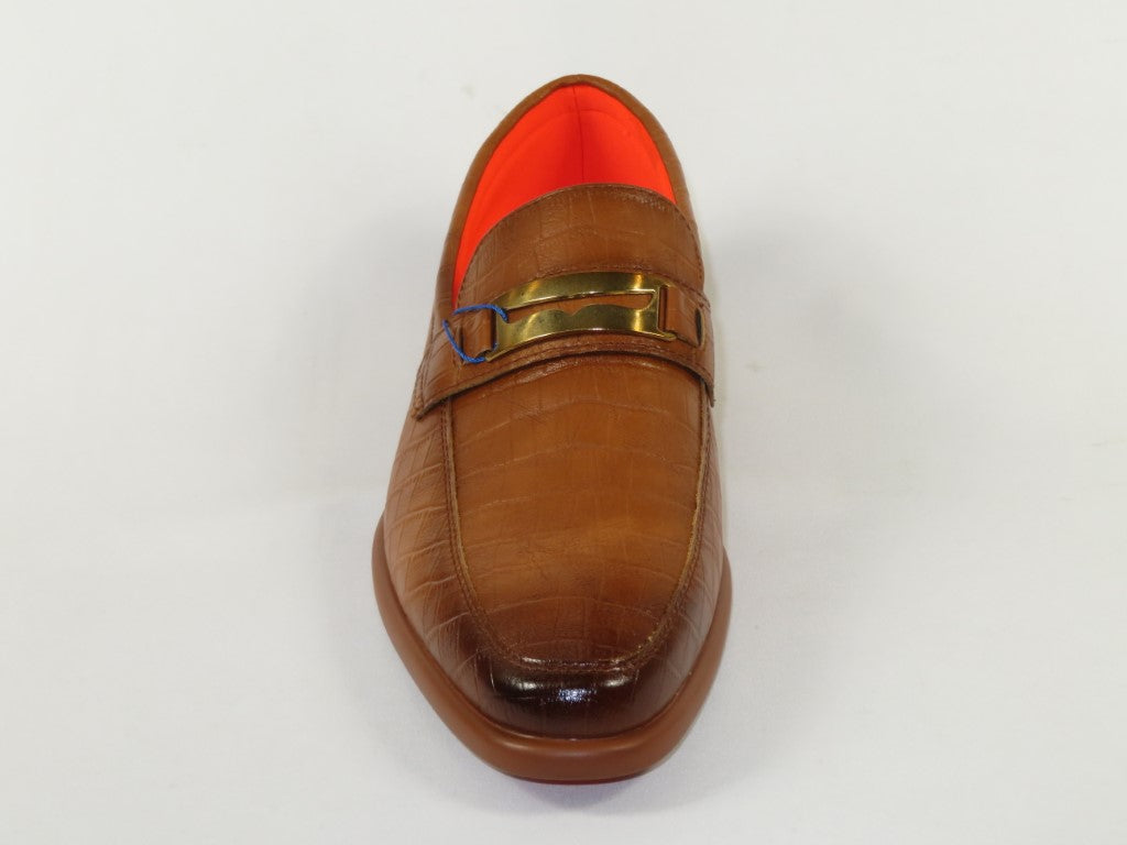 Men's TAYNO Shoes The Caprio C TAYNO Crocodile Print Bit Loafer Cognac