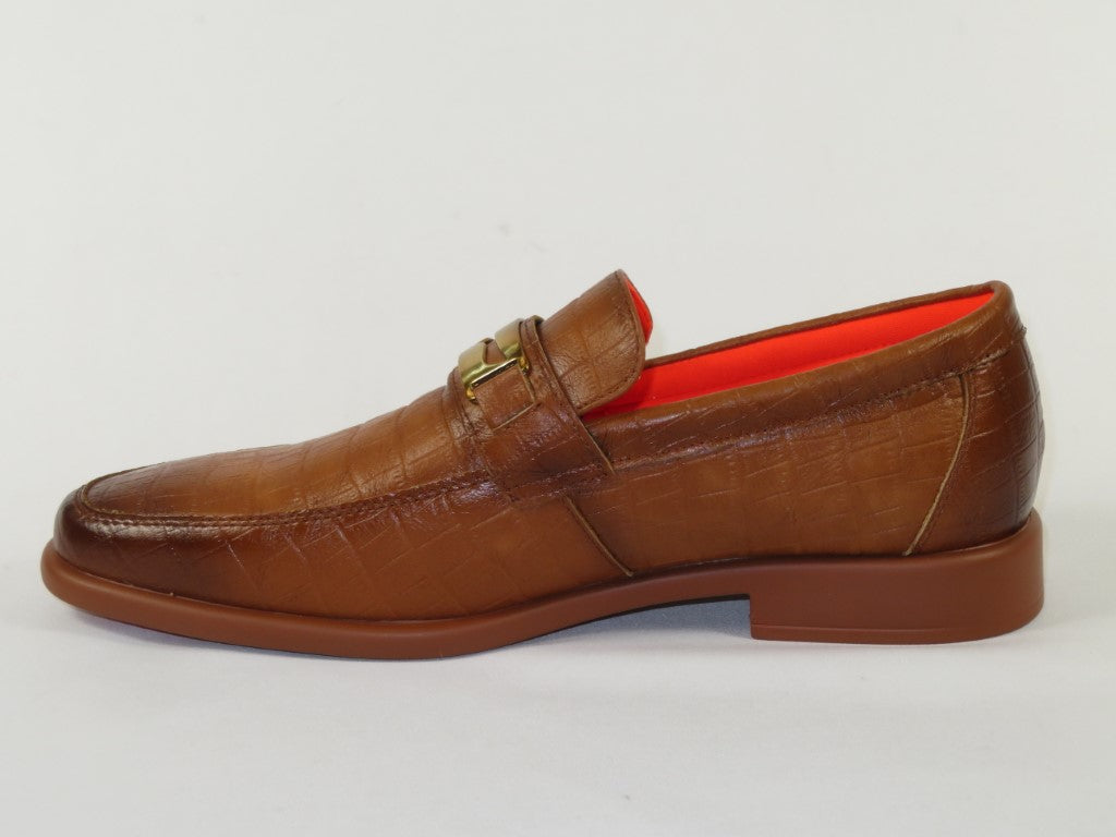 Men's TAYNO Shoes The Caprio C TAYNO Crocodile Print Bit Loafer Cognac