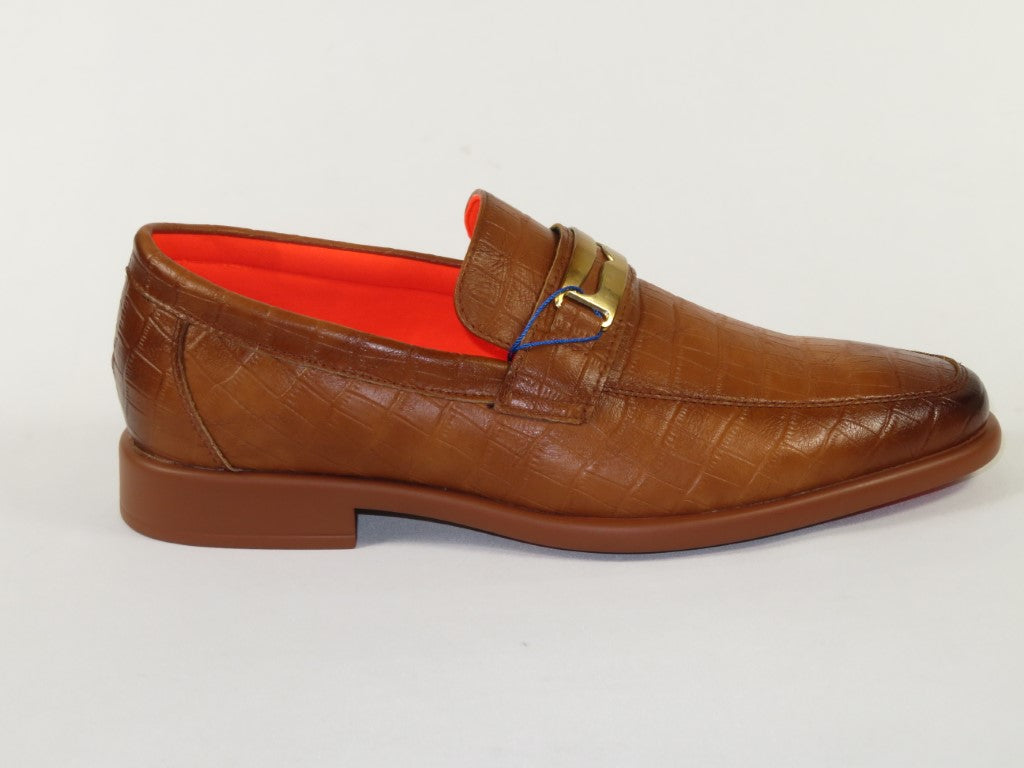 Men's TAYNO Shoes The Caprio C TAYNO Crocodile Print Bit Loafer Cognac