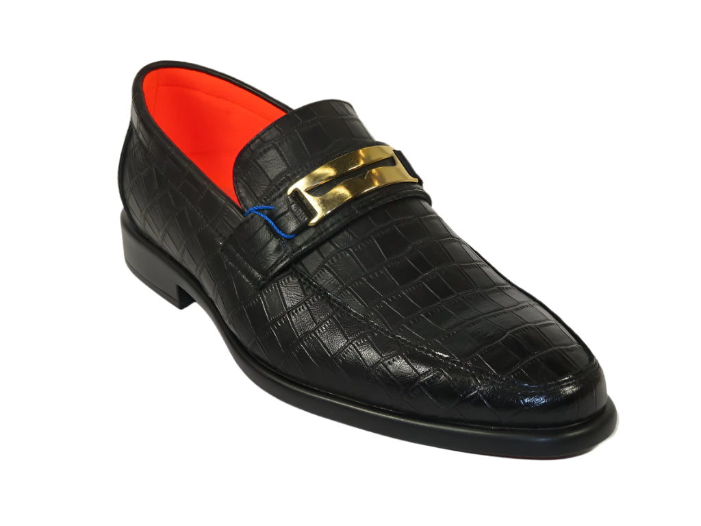 Men's TAYNO Shoes The Caprio C TAYNO Crocodile Print Bit Loafer Black