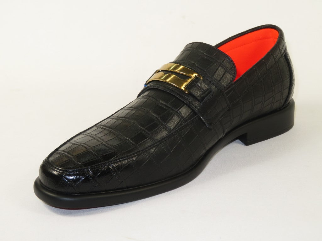 Men's TAYNO Shoes The Caprio C TAYNO Crocodile Print Bit Loafer Black