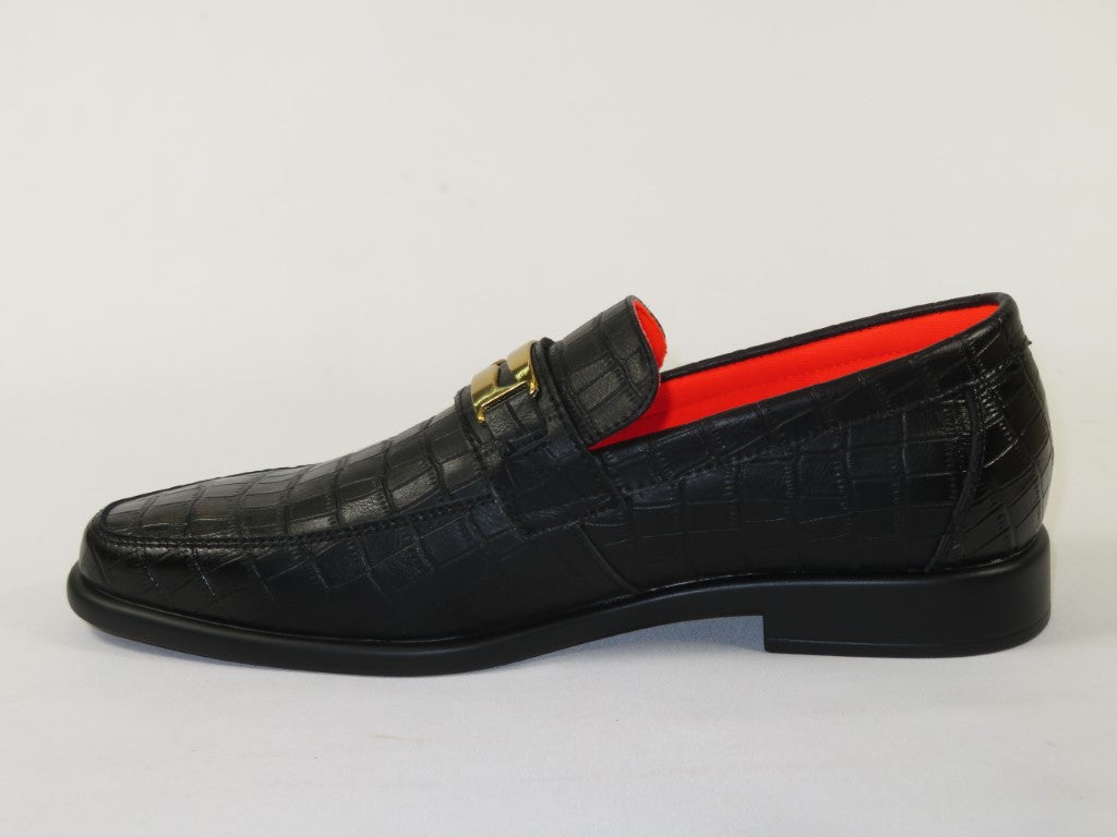 Men's TAYNO Shoes The Caprio C TAYNO Crocodile Print Bit Loafer Black