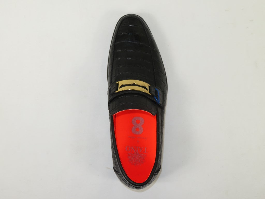 Men's TAYNO Shoes The Caprio C TAYNO Crocodile Print Bit Loafer Black