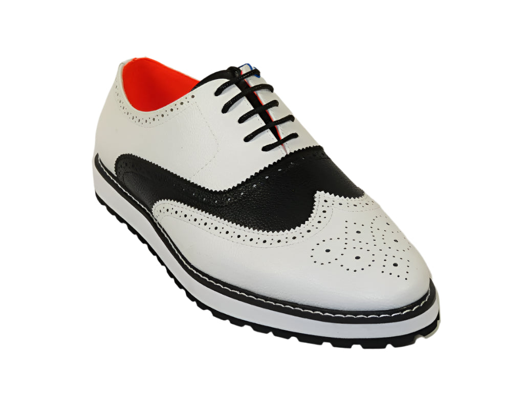 Men's Shoes The Priority L TAYNO Leather Wingtip Dressy Sneaker White/Black