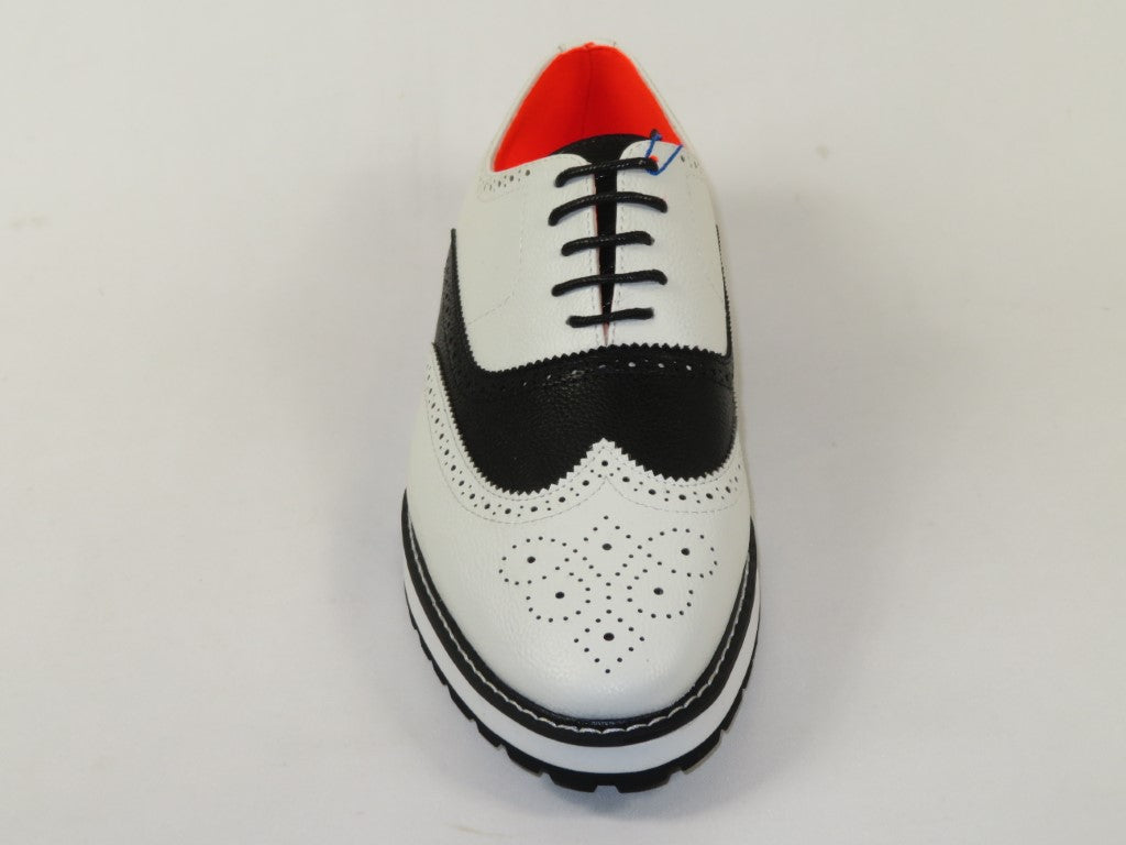 Men's Shoes The Priority L TAYNO Leather Wingtip Dressy Sneaker White/Black