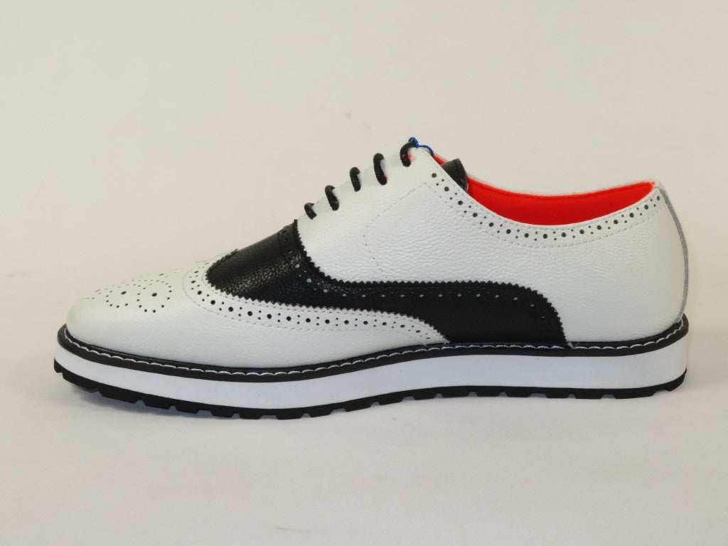 Men's Shoes The Priority L TAYNO Leather Wingtip Dressy Sneaker White/Black