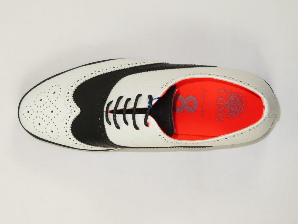 Men's Shoes The Priority L TAYNO Leather Wingtip Dressy Sneaker White/Black