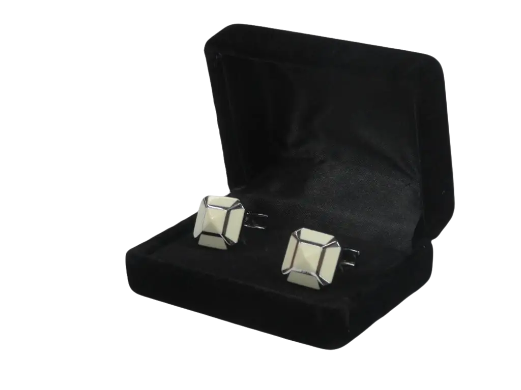 Men J.Valintin Cufflinks by Vitorofolo for French Cuff Shirt V35-22 White Silver