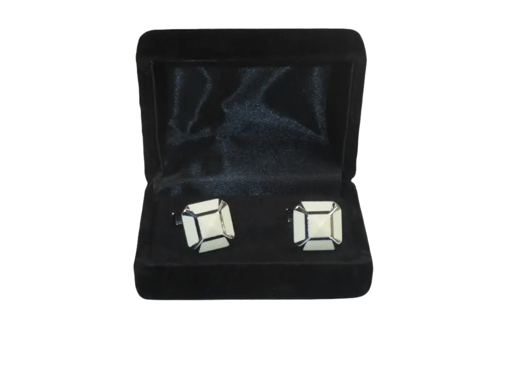 Men J.Valintin Cufflinks by Vitorofolo for French Cuff Shirt V35-22 White Silver