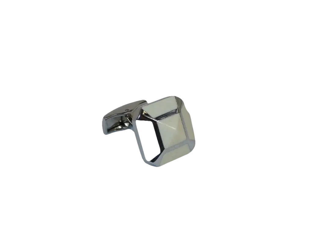 Men J.Valintin Cufflinks by Vitorofolo for French Cuff Shirt V35-22 White Silver