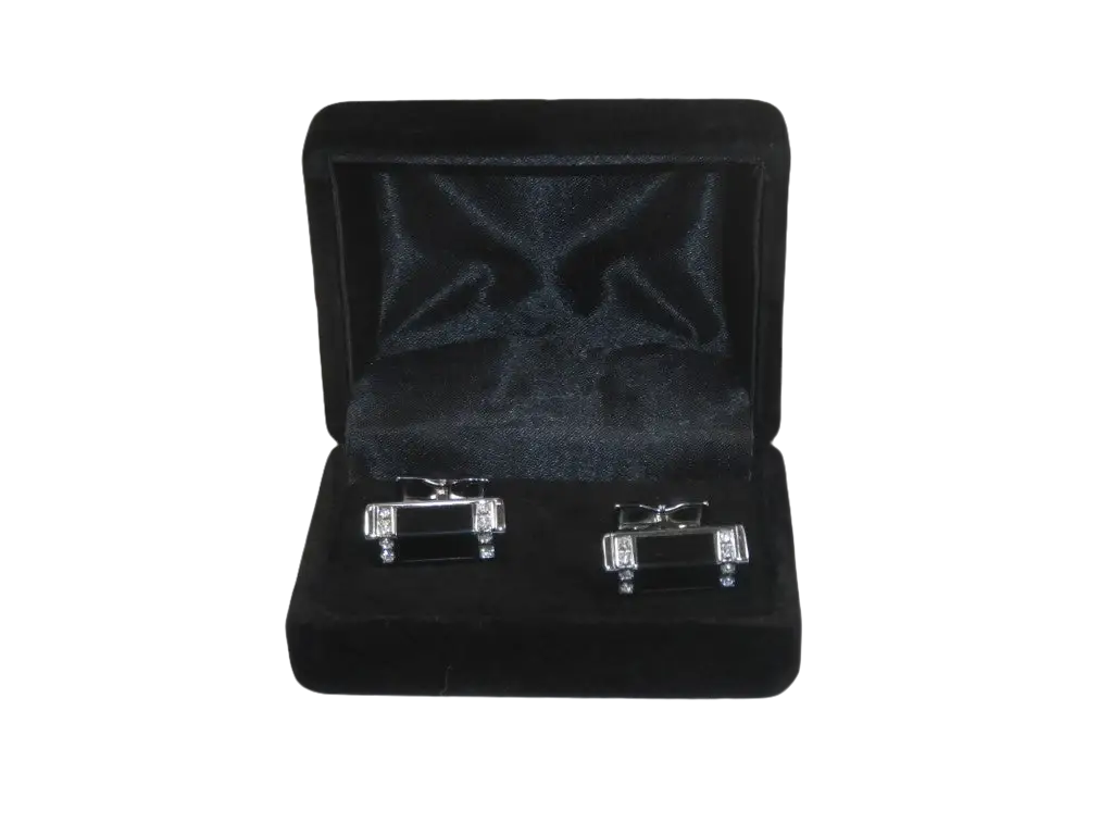 Men J.Valintin Cufflinks Vitorofolo for French Cuff Shirt V39-60 Black Diamond