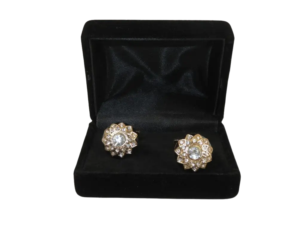 Men J.Valintin Cufflinks With Bold Stones Plated Gold Vito Rofolo V45-2