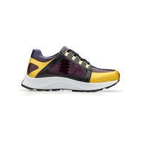 Belvedere Genuine Ostrich Leg and Soft Calf Dressy Sneaker Gold Purple Black H02