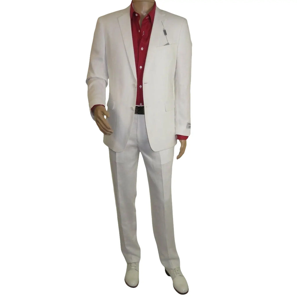 Adolfo Men's Linen Suit summer suit Breathable and comfortable C500 White - J.Valintin Men's Wear Legend - 8892