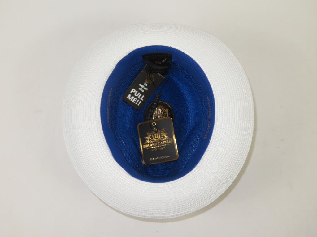 Men's Bruno Capelo Belvedere 2-Tone Straw Style Fedora Hat BD960 Royal/White
