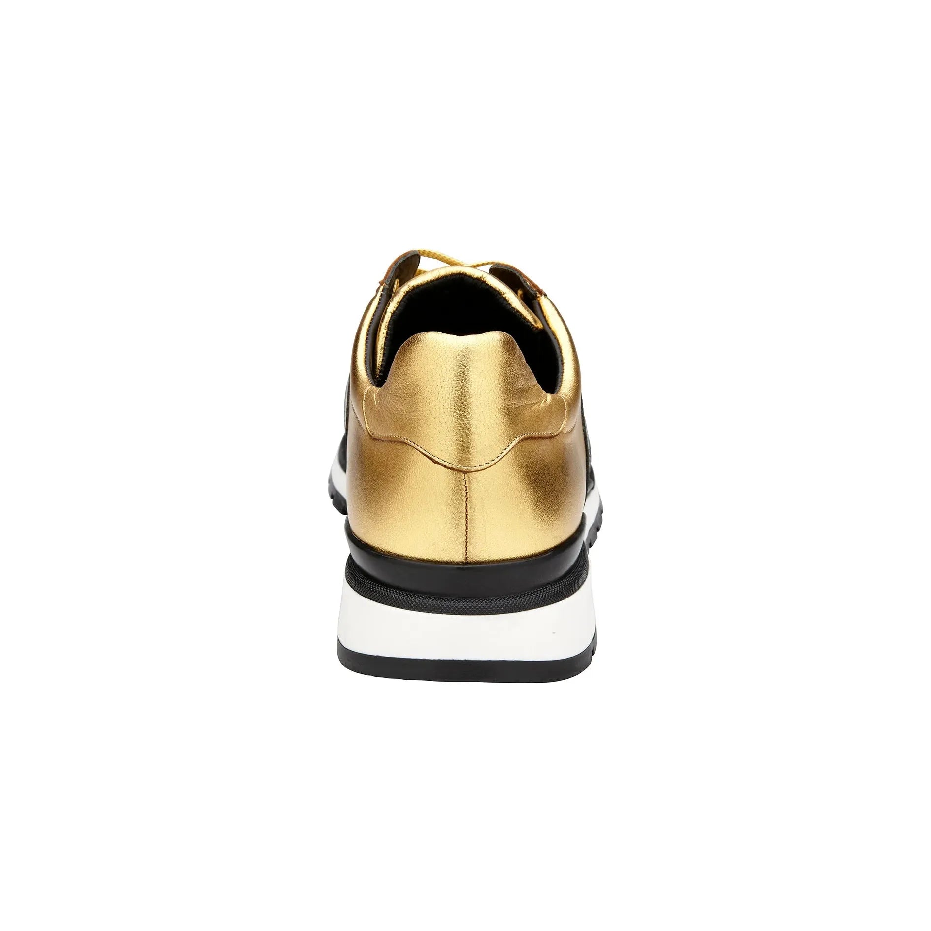 Belvedere Sneakers Blake Genuine Ostrich and Soft Italian Calf Black Gold 33629