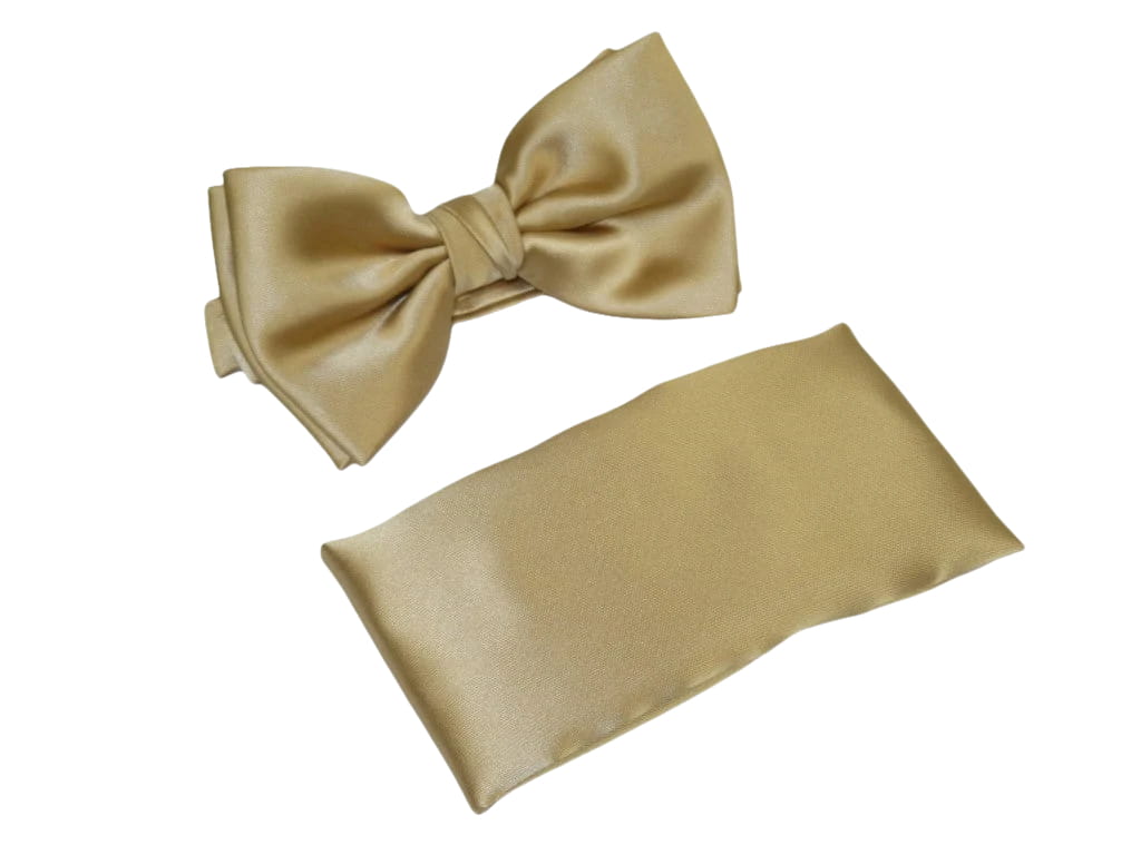 Men's Satin Silky Bow Tie Hankie by J.Valintin Collection #Bow Champaign