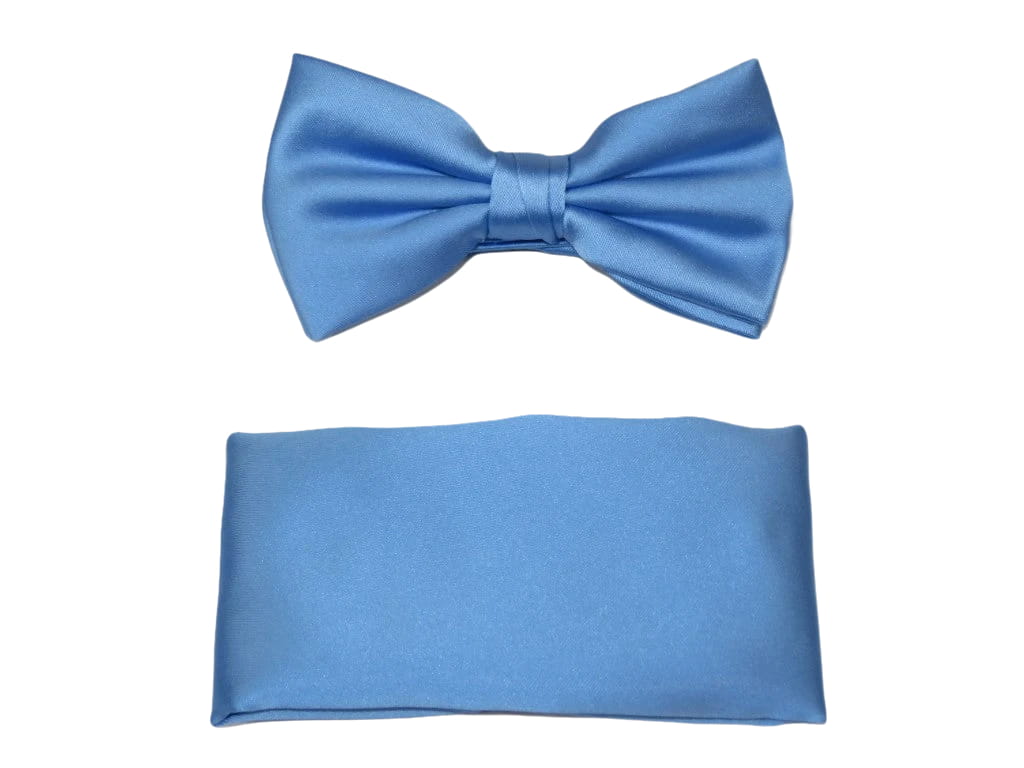 Men's Satin Silky Bow Tie Hankie by J.Valintin Collection #Bow Sky Blue