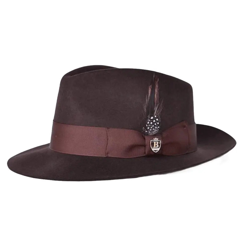 Bruno Capelo Hat Australian Wool Fedora Teardrop Crown Fabio FB227 Brown - J.Valintin Men's Wear Legend - FB227 - Brown - S