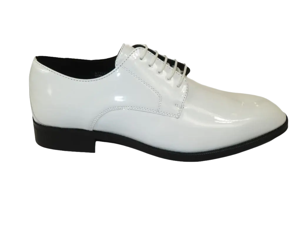Men Santino Luciano Formal Dress Shoes Patent Leather Shiny Lace up C532 White