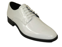 Men Santino Luciano Formal Dress Shoes Patent Leather Shiny Lace up C532 White