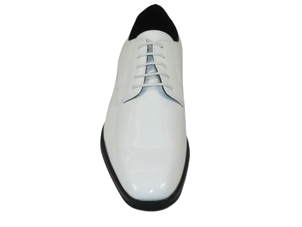 Men Santino Luciano Formal Dress Shoes Patent Leather Shiny Lace up C532 White