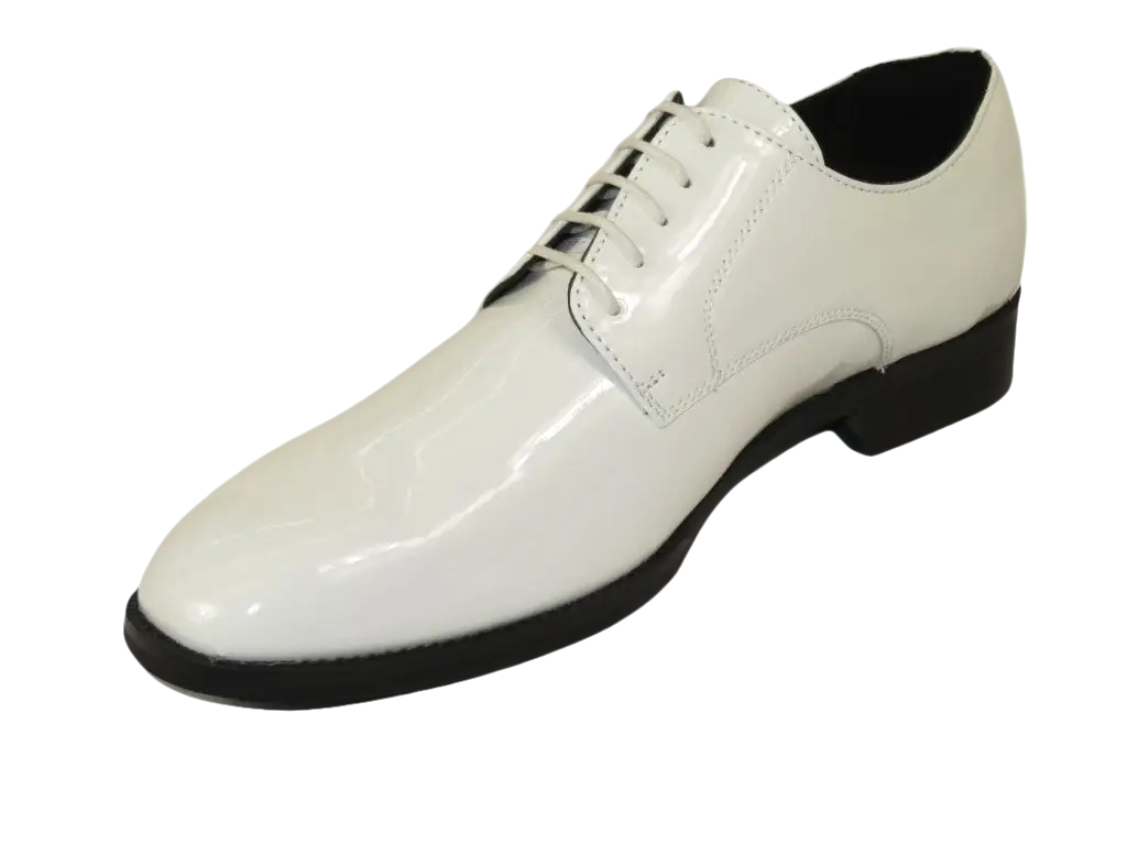 Men Santino Luciano Formal Dress Shoes Patent Leather Shiny Lace up C532 White
