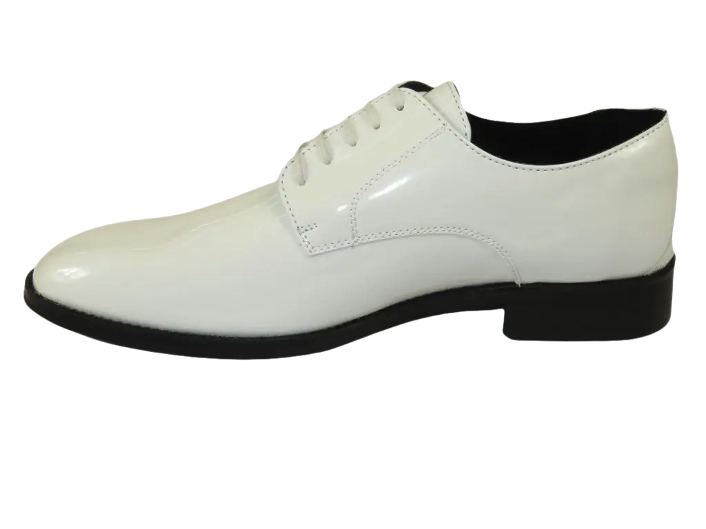 Men Santino Luciano Formal Dress Shoes Patent Leather Shiny Lace up C532 White