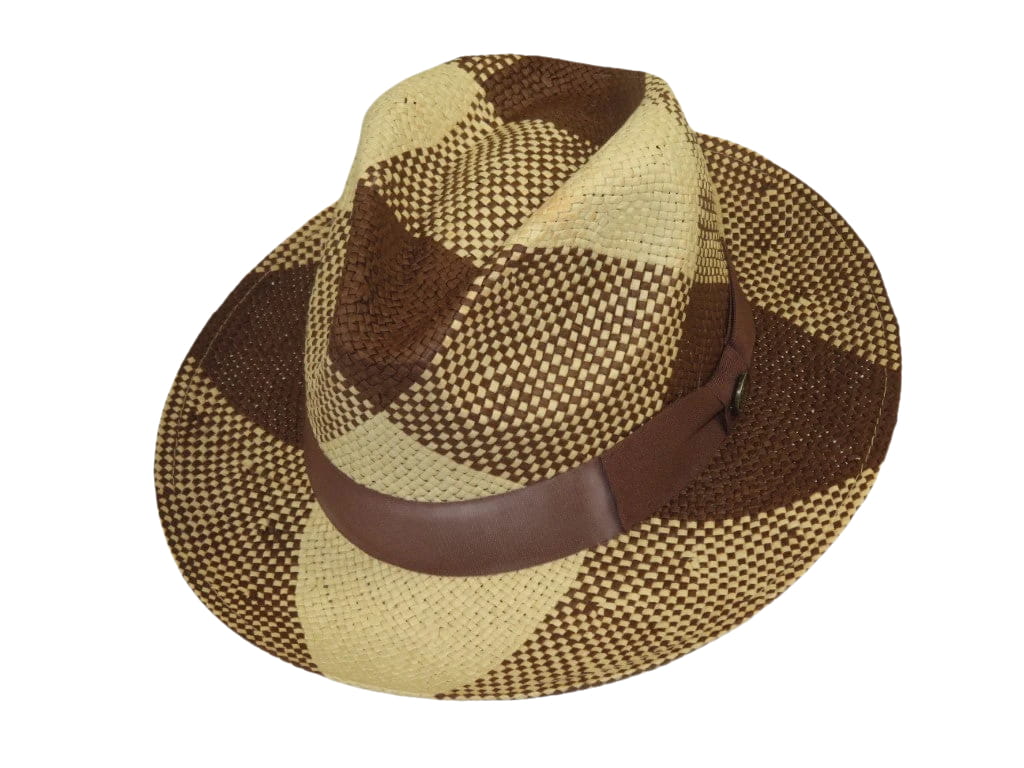 Men's Bruno Capelo Genuine Straw Fedora Hat Cubano CU404 Natural/Brown