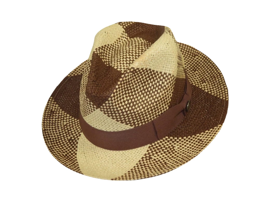 Men's Bruno Capelo Genuine Straw Fedora Hat Cubano CU404 Natural/Brown