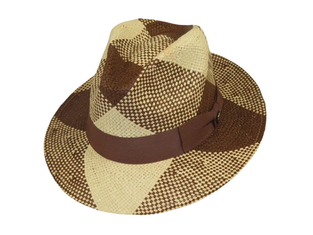 Men's Bruno Capelo Genuine Straw Fedora Hat Cubano CU404 Natural/Brown