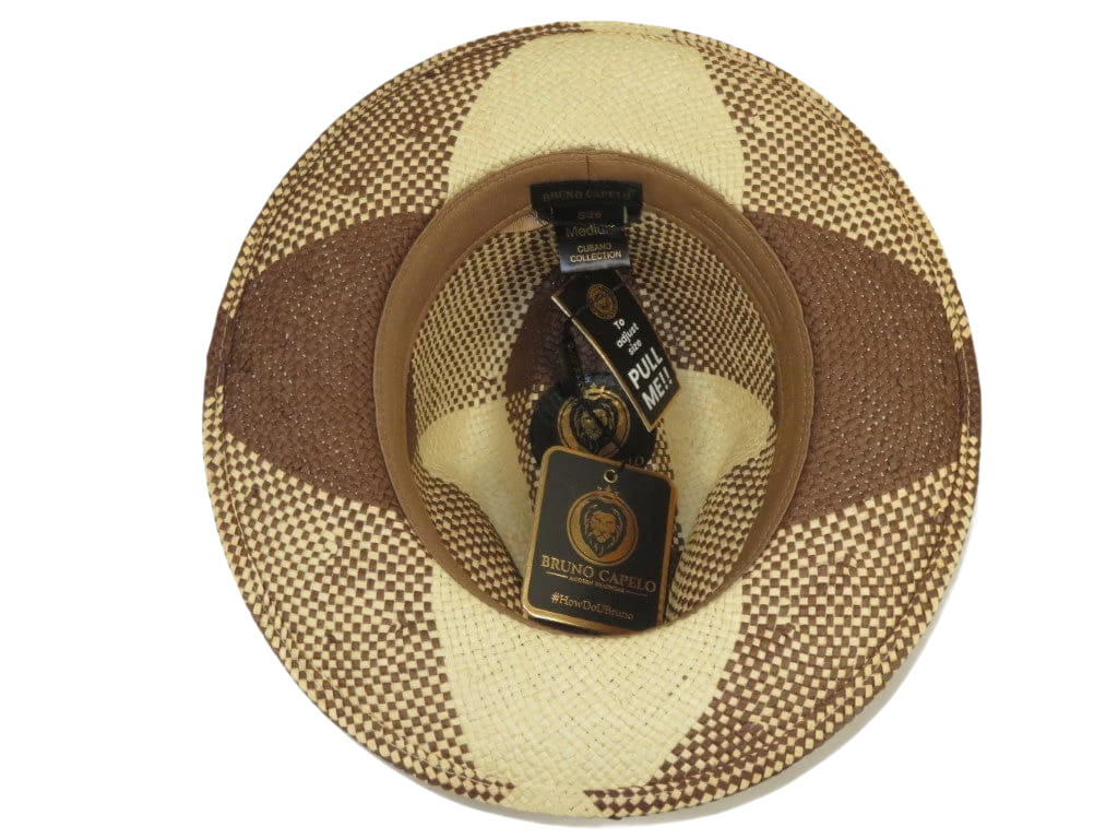 Men's Bruno Capelo Genuine Straw Fedora Hat Cubano CU404 Natural/Brown
