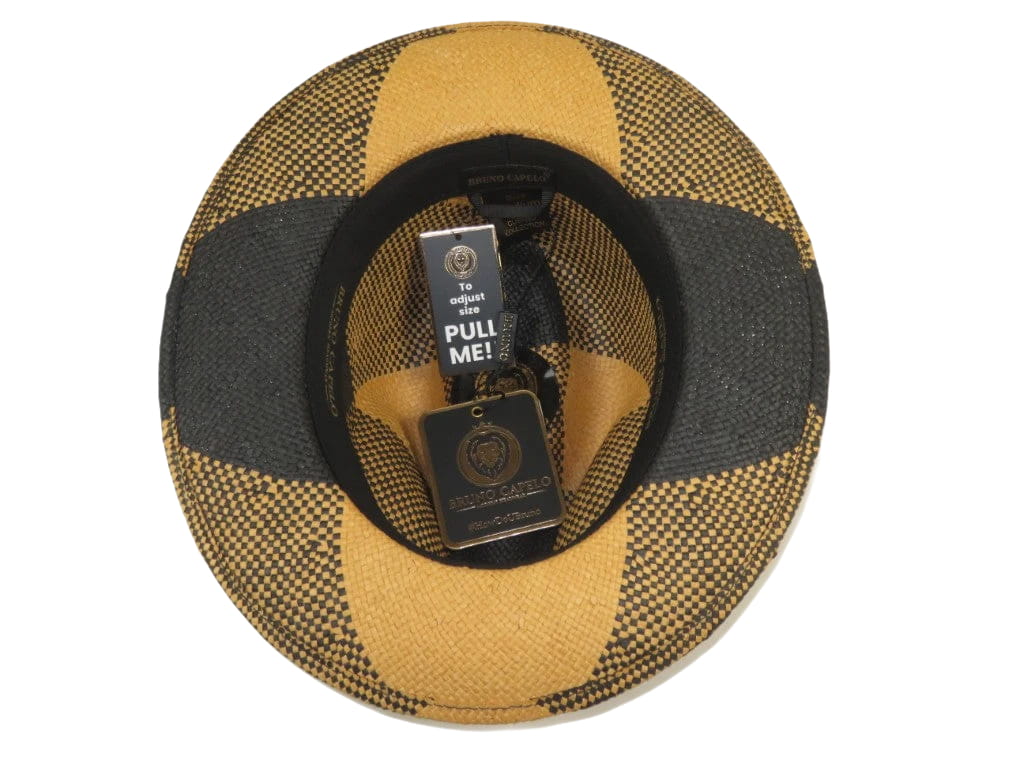 Men's Bruno Capelo Genuine Straw Fedora Hat Cubano CU405 Black/Natural