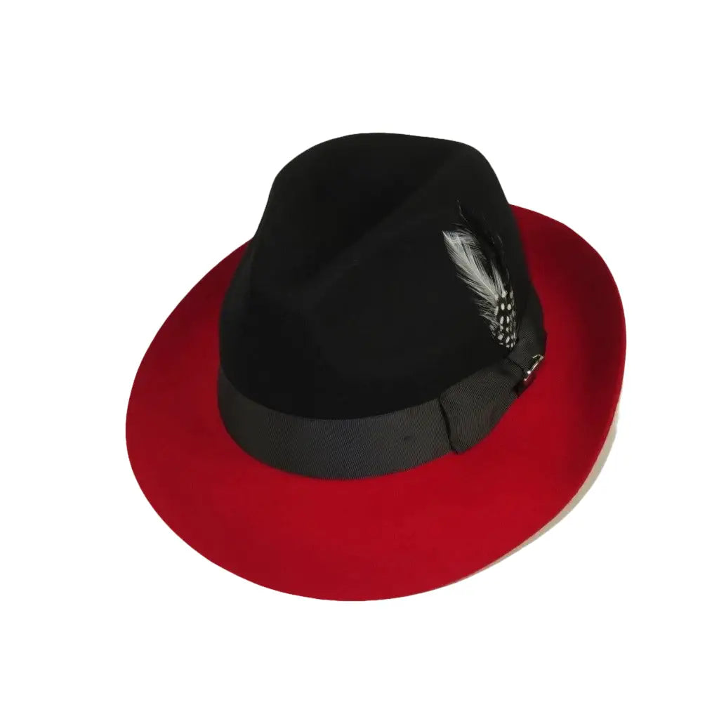 Men BENTLY Hat Australian Wool Fedora Damien Collection DM750 Black/Red