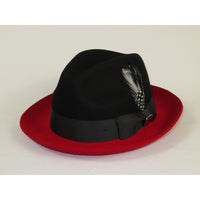 Men BENTLY Hat Australian Wool Fedora Damien Collection DM750 Black/Red