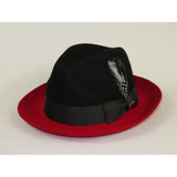 Men BENTLY Hat Australian Wool Fedora Damien Collection DM750 Black/Red