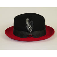 Men BENTLY Hat Australian Wool Fedora Damien Collection DM750 Black/Red