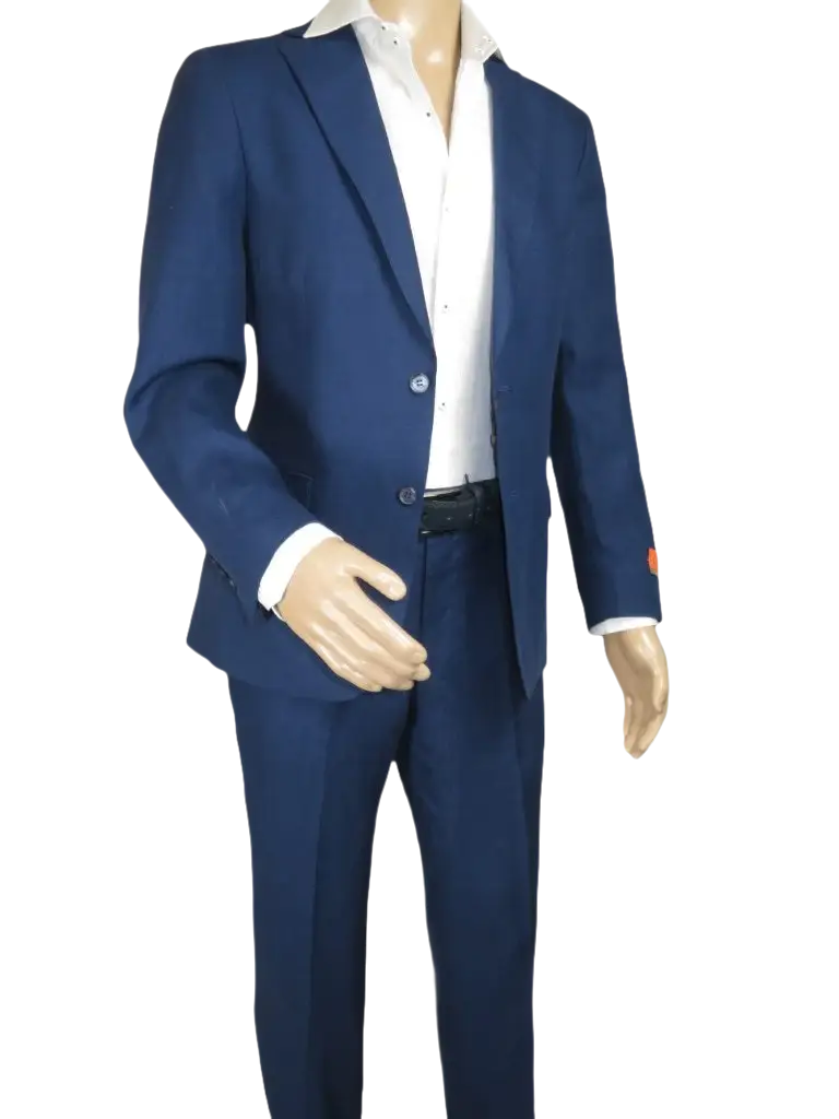 Men's ENZO Linen Spring Summer Suit Light Weight Breathable E58302-2 Navy Blue