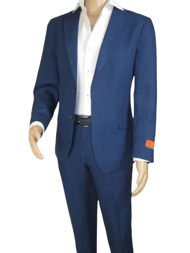 Men's ENZO Linen Spring Summer Suit Light Weight Breathable E58302-2 Navy Blue