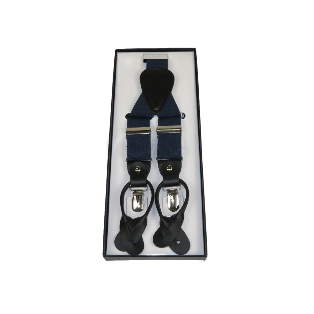 ELEGANT Suspenders Clip on and Button Option for Slacks or Suit Pants Navy Blue - J.Valintin Men's Wear Legend - 80112